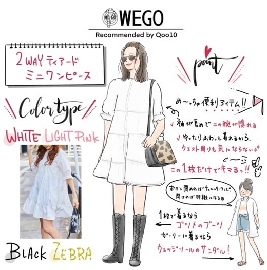 WEGO 2WAYティアードミニワンピース グラフィックレコード