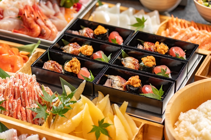 豪華3貫盛りと彩り豊かな海鮮ネタ