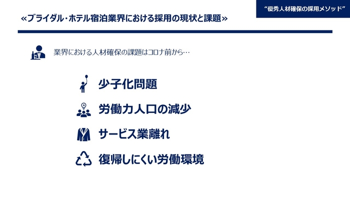 ブライダル・ホテル業界ではコロナ以前から人材不足が続いていました。