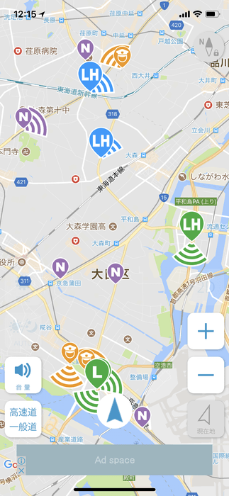 基本の地図画面