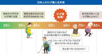 11月13日は「いいひざの日」 若い人ほど見て欲しい「ひざ痛人生年表」を発表 ～ひざ痛との長～いお付き合いは、老後20年以上！？～