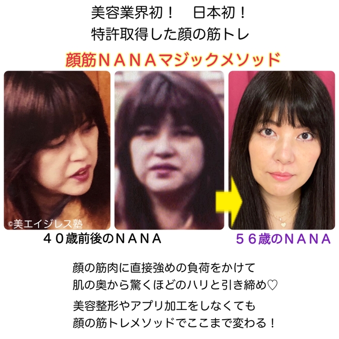 顔筋NANAマジックメソッドによるNANA本人の驚きの変身ぶり