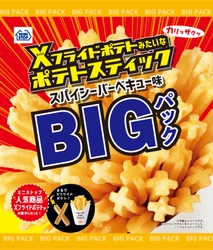 ＢＩＧパックになって、新発売！！  「Ｘフライドポテトみたいなポテトスティック  スパイシーバーベキュー味　ＢＩＧパック」 「クランキーチキンみたいなやみつきあられ  うま塩味 ＢＩＧパック」  ７／１９（火）発売～