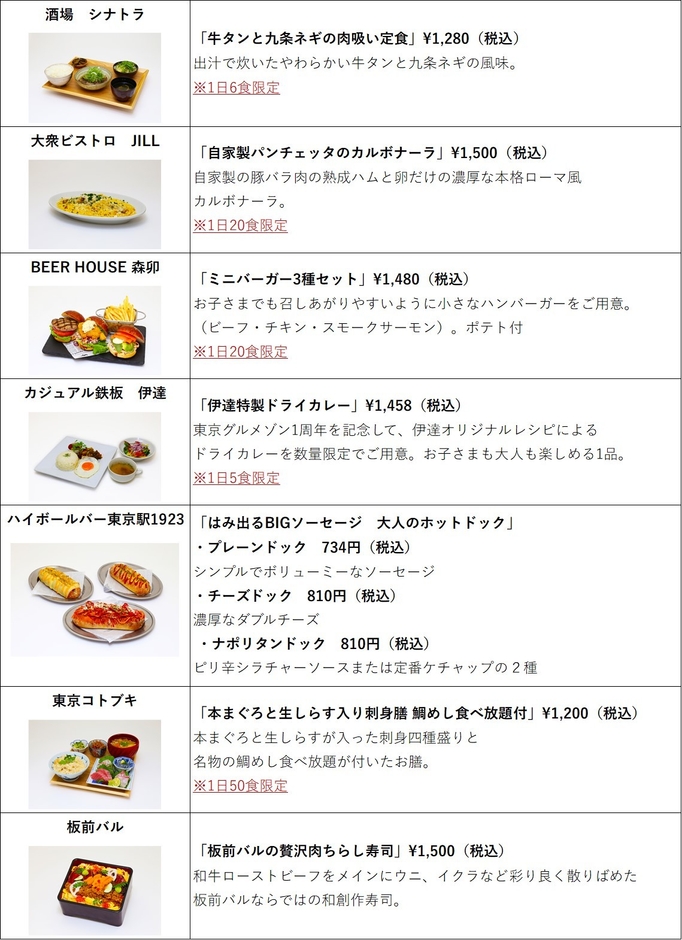 東京グルメゾン1周年記念特別メニュー