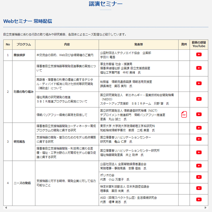 Webセミナープログラム