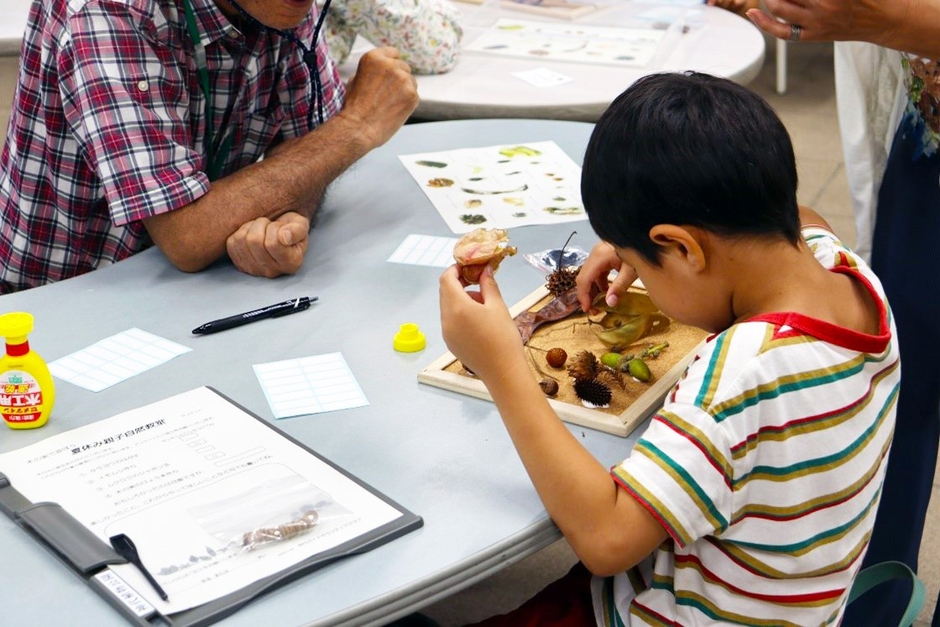 木の実で工作する様子（令和6年度撮影)