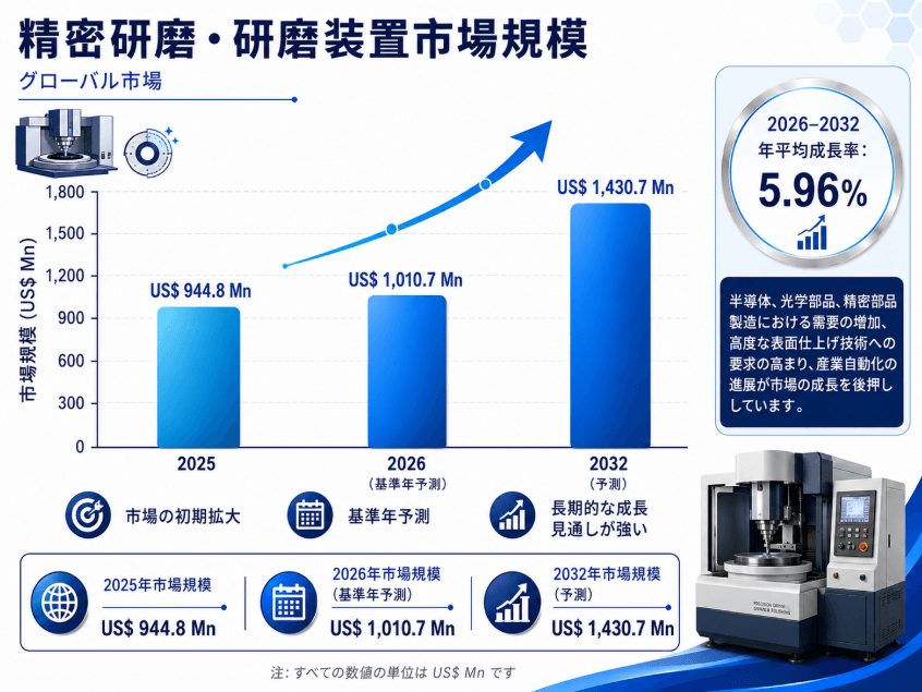上記の図表/データは、QYResearchの最新レポート「精密研削・研磨装置世界市場調査レポート 2026-2032」から抜粋したものです。