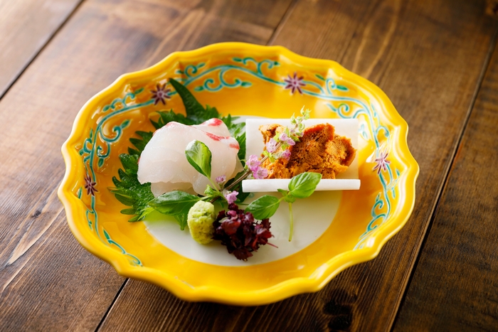 真鯛と由良港のうにのお造り