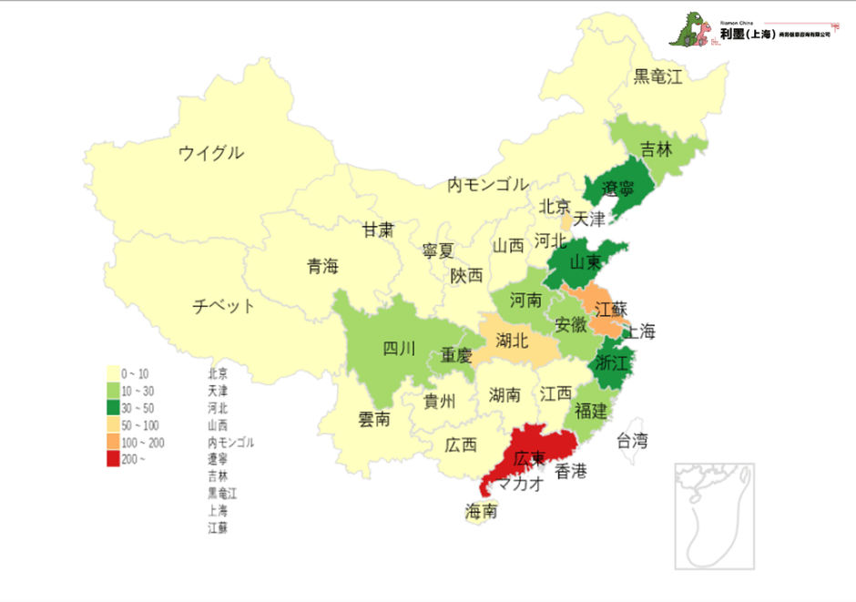 図2　中国日系自動車製造業の地域分布