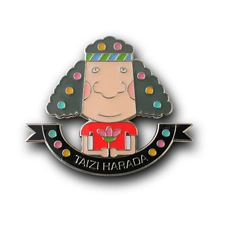 ◆PINS FACTORY（ピンズファクトリー）◆　ピンズ実例No.600HOKODO DESIGN STUDIO　様　「Mr. TAIZI HARADA PINS」★クライアントへのギフトとしてご自身をモチーフにしたピンズを製作されました。