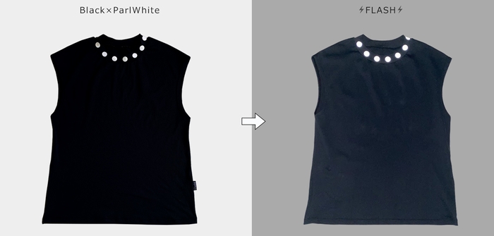 左:通常時 右:ライトが当たった時(フラッシュで再現)