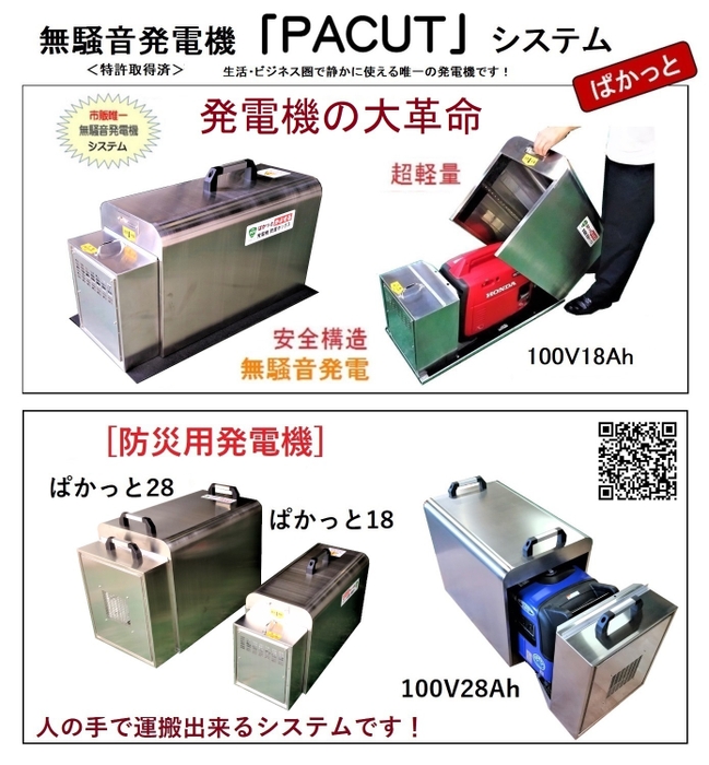 無騒音発電機「ぱかっと18」