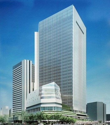 横浜市役所新市庁舎:弁天橋方面からの完成予想パース