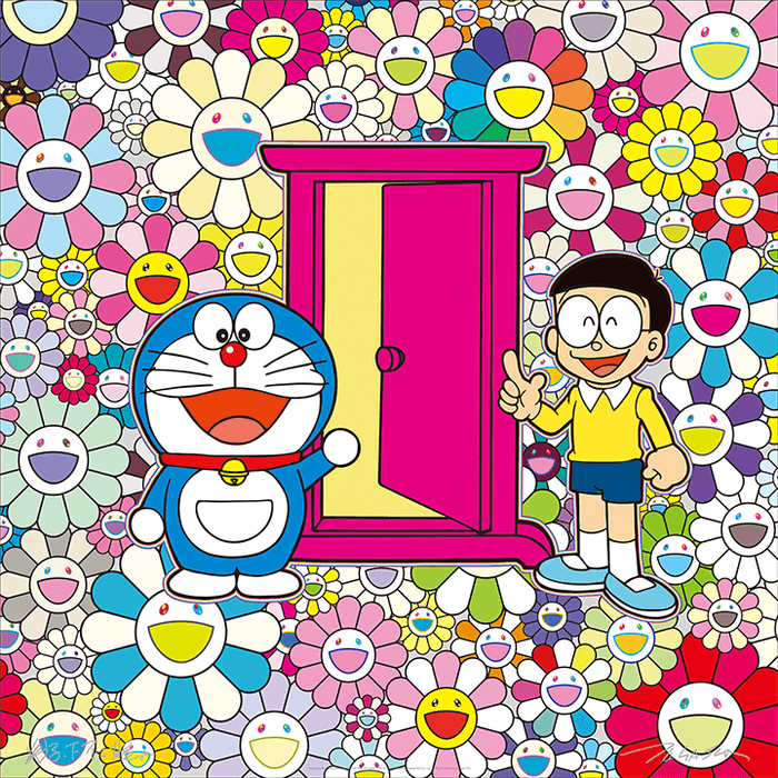 お花畑の中の「どこでもドア」 (C)Takashi Murakami/Kaikai Kiki Co.&#44; Ltd. All Rights Reserved. (C)Fujiko-Pro