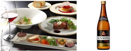 【左】料理イメージ　【右】若鶴酒造株式会社 「サンシャインウイスキープレミアム」