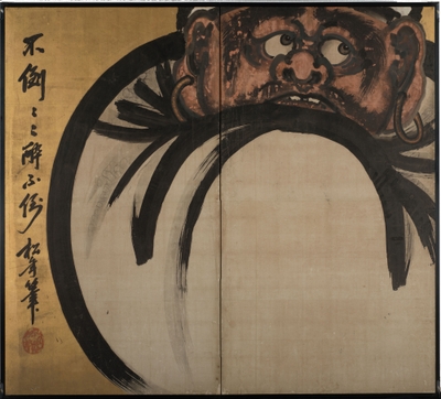 Photo.17 不倒達磨図屏風 鈴木松年筆　明治時代 大本山總持寺蔵 (展示期間：10/31～11/23)