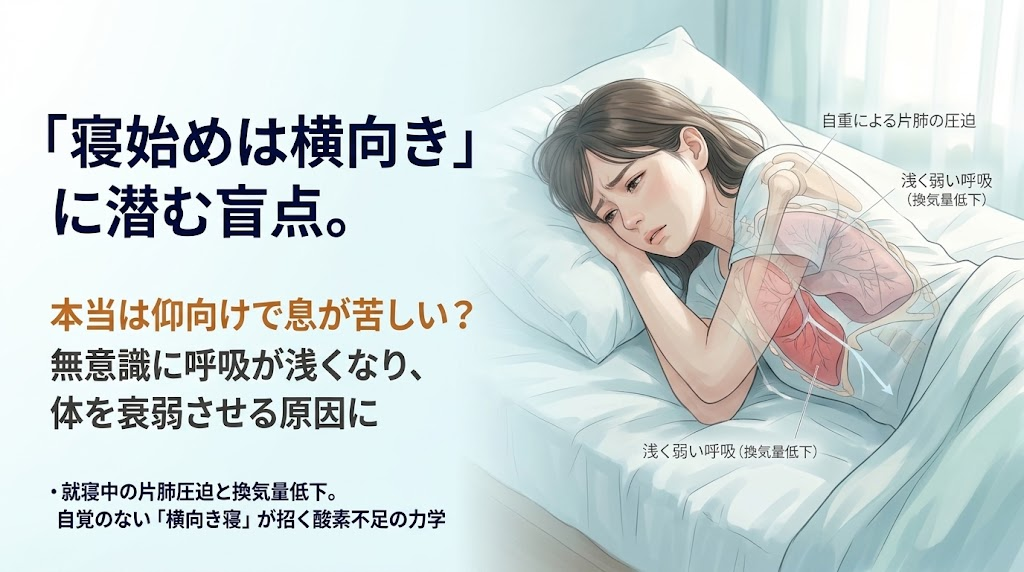 「寝始めは横向き寝」に潜む盲点。無意識のうちに息が浅くなり体を衰弱させる“就寝中の片肺圧迫と換気量低下”のメカニズムを解説