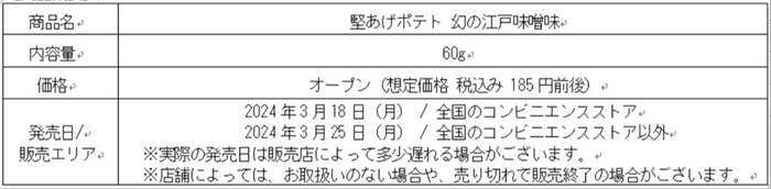 堅あげポテト 幻の江戸味噌味　商品概要