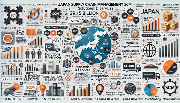 日本のサプライチェーン管理市場: コンポーネント別(ソリューション、サービス)、導入形態別(オンプレミス、クラウド)、組織規模別(中小企業、大企業)、業種別(小売・Eコマース、ヘルスケア、自動車、運輸・物流、食品・飲料、製造業) - 2031年までの世界機会分析と産業予測