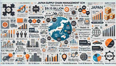 日本のサプライチェーン管理市場： コンポーネント別（ソリューション、サービス）、導入形態別（オンプレミス、クラウド）、組織規模別（中小企業、大企業）、業種別（小売・Eコマース、ヘルスケア、自動車、運輸・物流、食品・飲料、製造業） - 2031年までの世界機会分析と産業予測