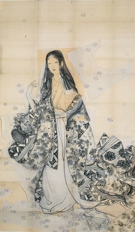 上村松園「花がたみ」(下絵)