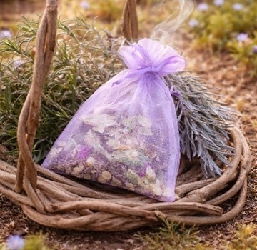 サシェ（匂い袋）に入れるユーカリは、夢の島公園のユーカリをイメージ。江東区育ちのラベンダーなども使用します（画像はイメージです）。