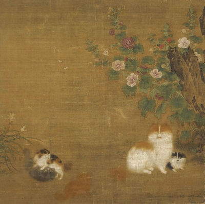 蜀葵遊猫図