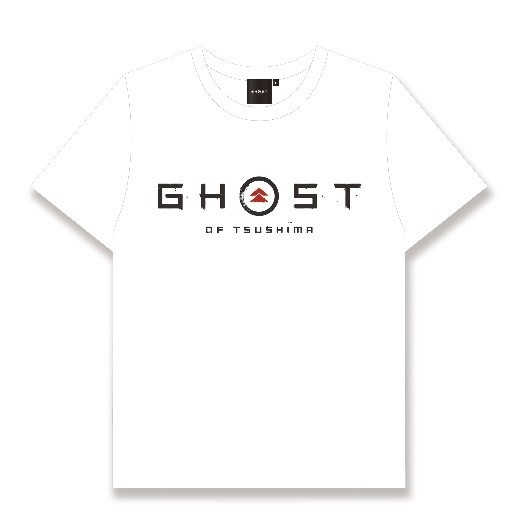 Ghost of Tsushima ロゴ&家紋Tシャツ (SAMURAIデザイン)ホワイト表