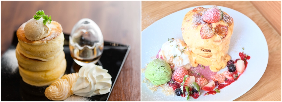 タワーパンケーキ／いちごとピスタチオのパリとろブリュレパンケーキ