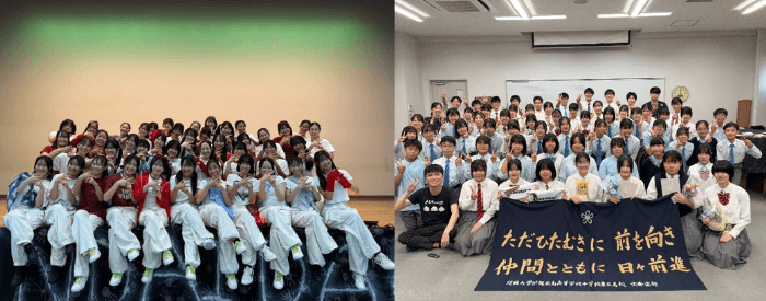 ダンス部（左）と吹奏楽部（右）