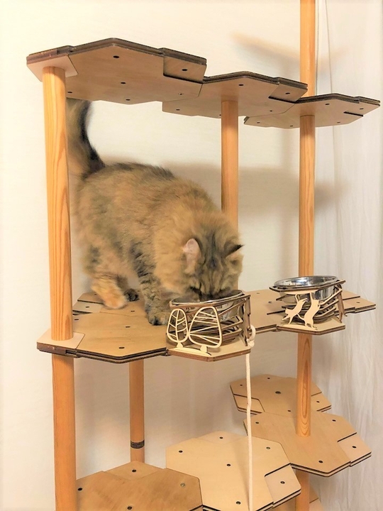 猫様用お食事台使用例