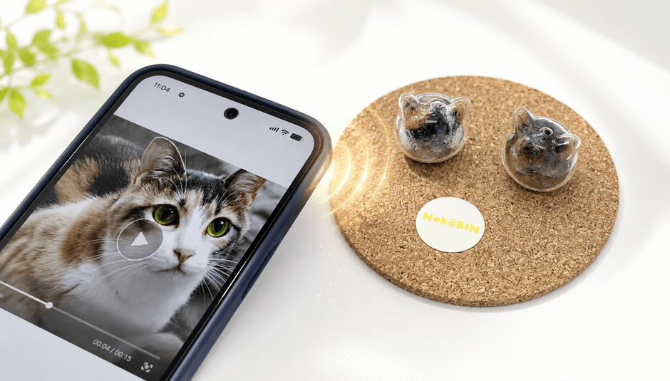 スマホをかざすと、思い出画像や動画が表示される