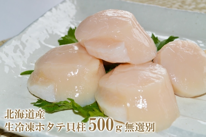 北海道産 生冷凍ホタテ貝柱 500g 無選別