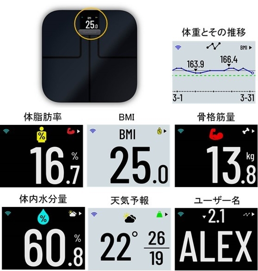 体重計で表示される項目