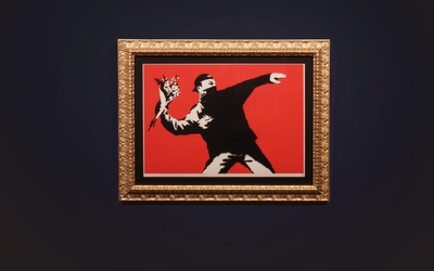 バンクシー 「Love is in the Air」 シルクスクリーン