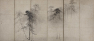 国宝 松林図屏風(左隻) 長谷川等伯筆 安土桃山時代・16世紀 東京国立博物館蔵 1月2日(月・休)~15日(日) 本館7室