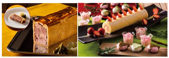 (左)パテ・アンクルート ※左上は1人前イメージです (右)期間限定デザート