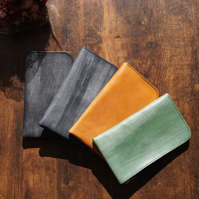 ヌメ革蝋引き_L字型ミドルウォレット