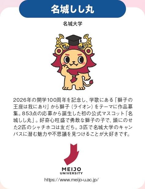【名城大学】マスコットキャラクター「名城しし丸」が「NIKKEI 企業キャラクター総選挙 2026」に出場