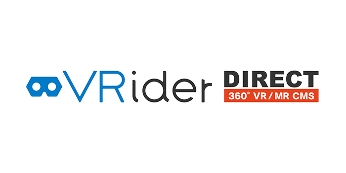 「VRを民主化する」VR/MR CMS VRider DIRECT ロゴ