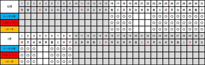 運転日カレンダー