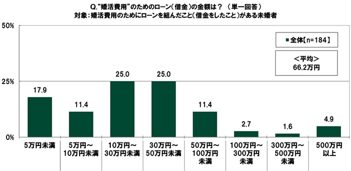 “婚活費用”のためのローン（借金）の金額