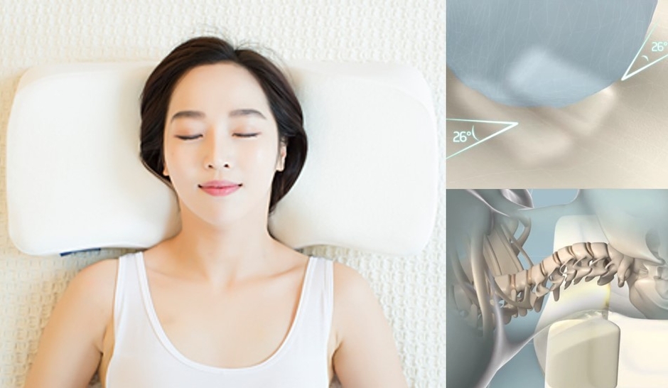 C字型頸椎曲線をキープ&後頭部26度で支える。