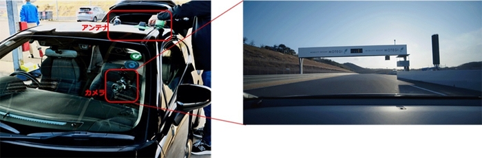 <車載の様子および車載カメラからの映像>