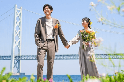 ▲明石海峡大橋を背景に撮影することも可能