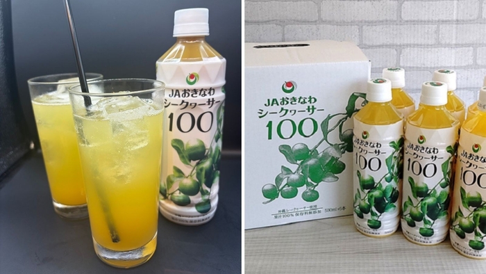 (左から)シークヮーサーサワー590円(北千住店・溝口店)・シークヮーサードリンク490円(北千住店)/ JAおきなわシークヮーサー100