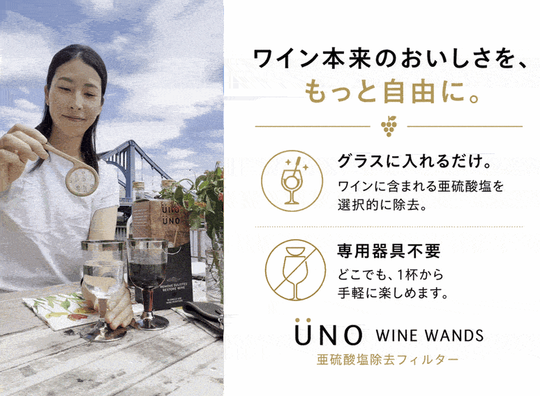 ワイン本来の魅力を引き出す！グラス1杯用フィルター 「UNO WINE WANDS