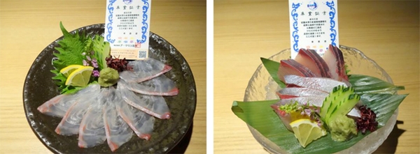 左：キンダイ（お造り）　右：ブリヒラ（お造り）