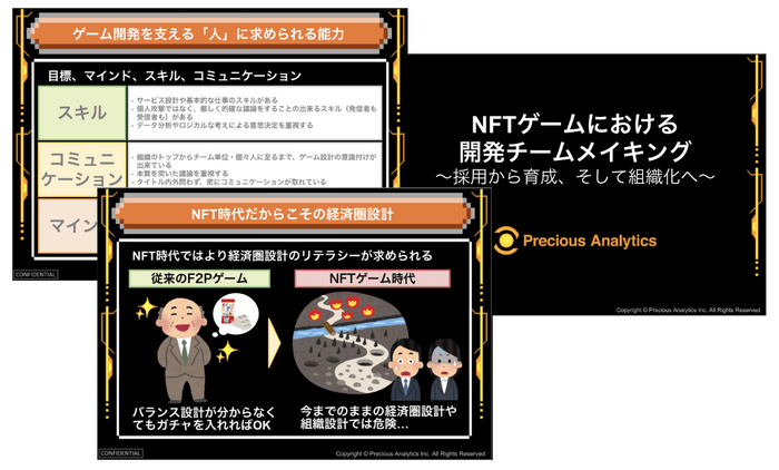 NFTゲームにおける開発チームメイキング ～採用から育成、そして組織化へ～　研修資料イメージ(一部抜粋)