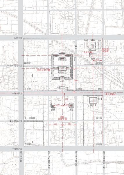 図1.発掘調査成果にもとづく西大寺伽藍復元図 奈良文化財研究所作成(同図は『紀要2014』に掲載)